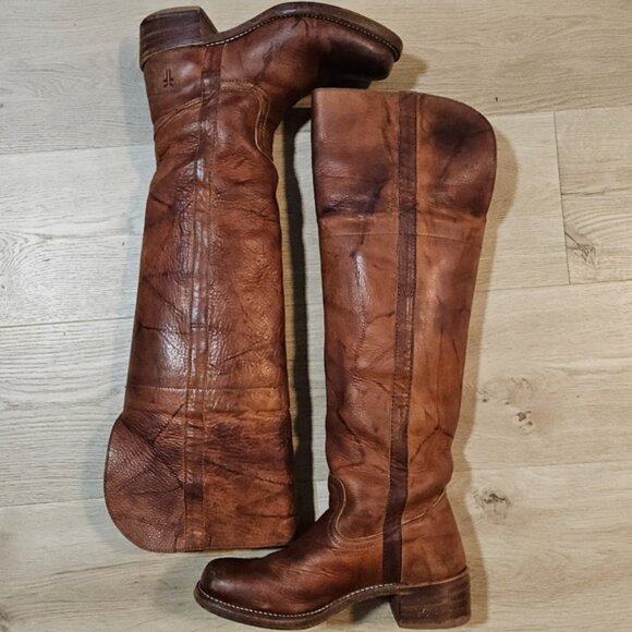 Vintage Frye Campus OTK 14L Boots 8.5 Gorgeous Cognac Patina 😍 - Picture 2 of 11